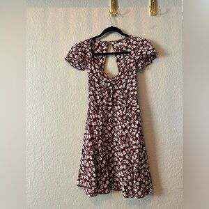 Reformation dress. Red/burgundy and white floral dress.